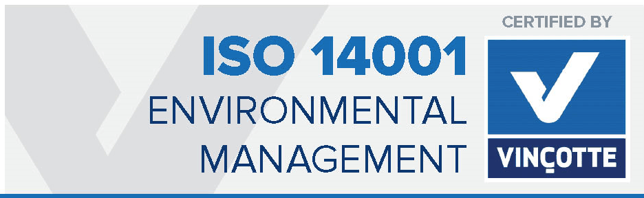 ISO 14001 Environmental Management - certified by Vinçotte